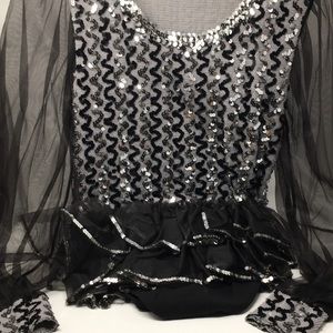 Women’s Performance Black & Silver Sequin Leotard